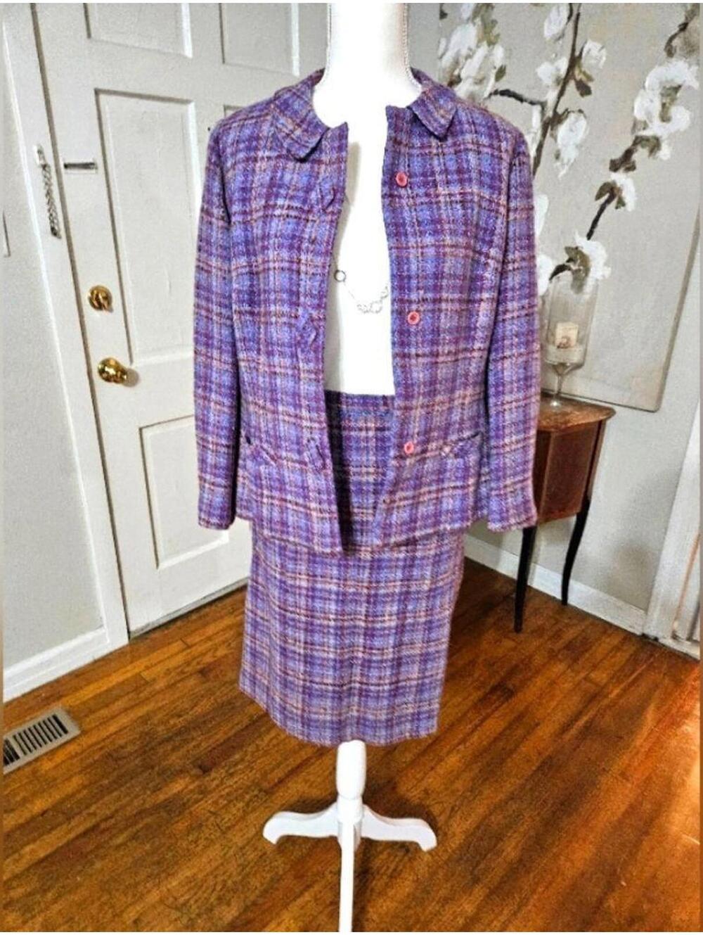1955 Tailorbrooke Vintage Women's Plaid Suit Set Size